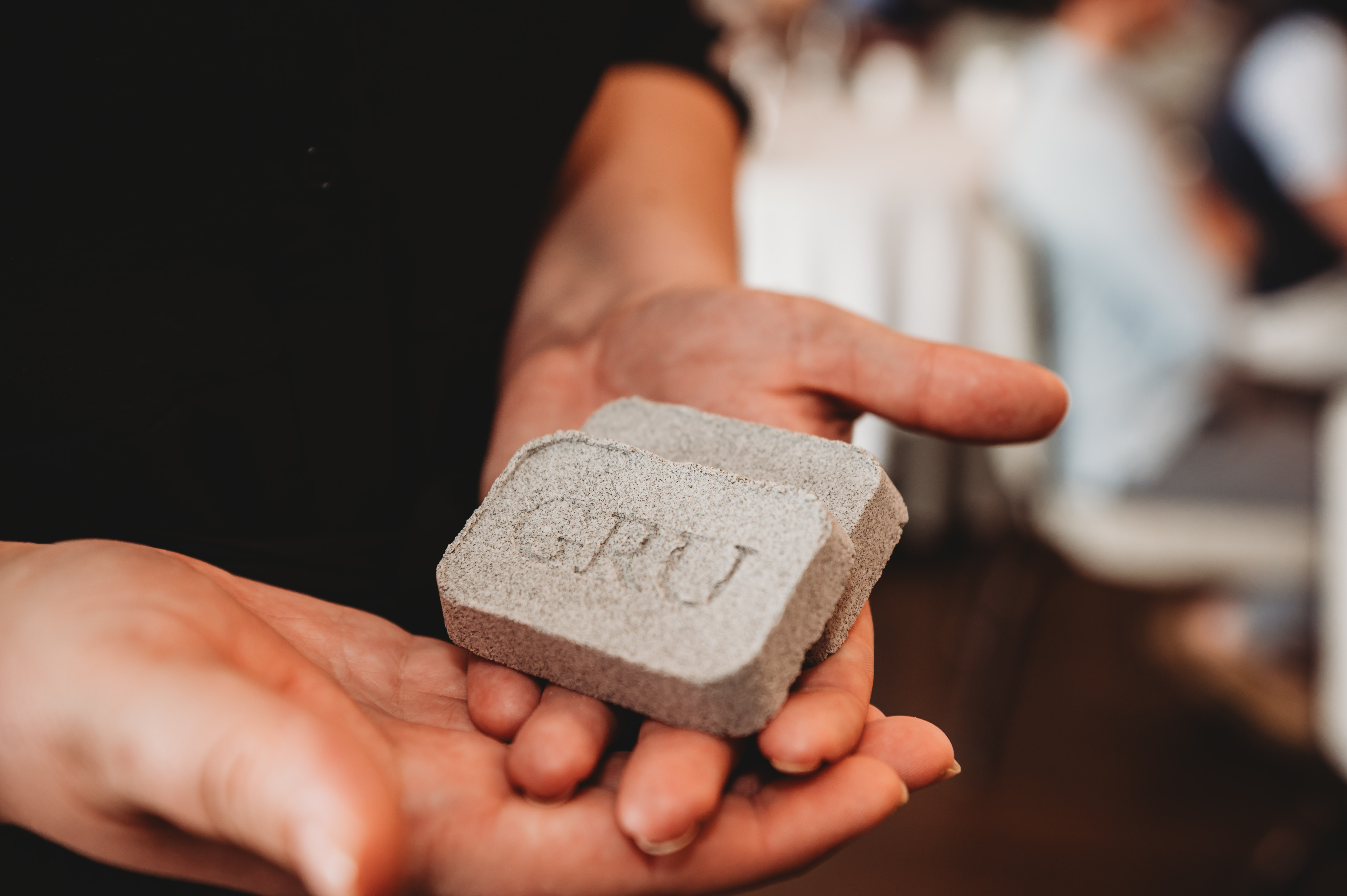 Close-up of an innovative building material sample